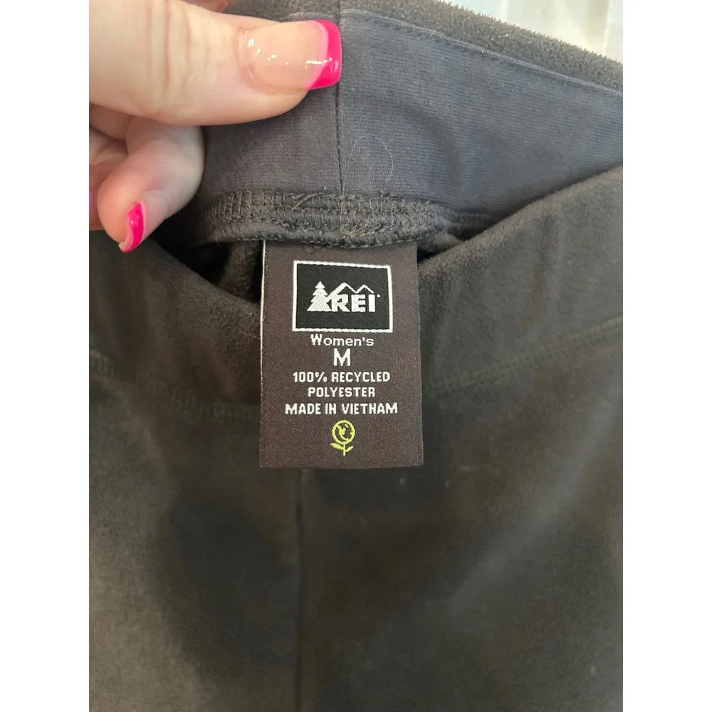 REI Fleece Pants Brown‎ Recycled Polyester Straight Leg Hiking Outdoor Trousers